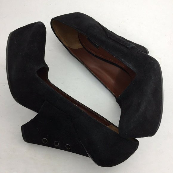 Marc Jacob Suede Block Women Black Heels Size 7 - Picture 4 of 8